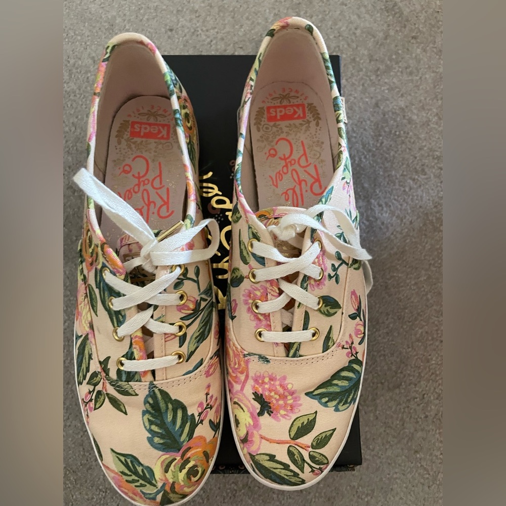 Keds/Rifle paper co. Champion Jardin Paris pink sneakers, size 8.5
